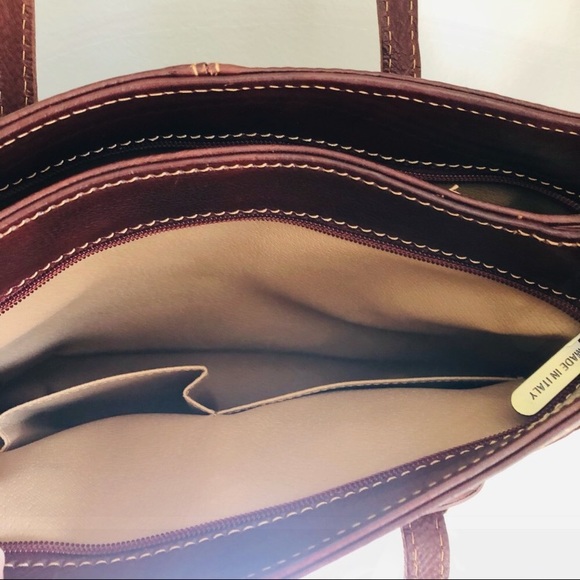 Isa 1982 Roma Medium Size Genuine Leather Handbag Made in Italy Purse Tote - Picture 7 of 12